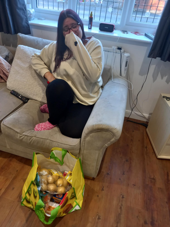 Christmas food hampers put together by the team for the young people